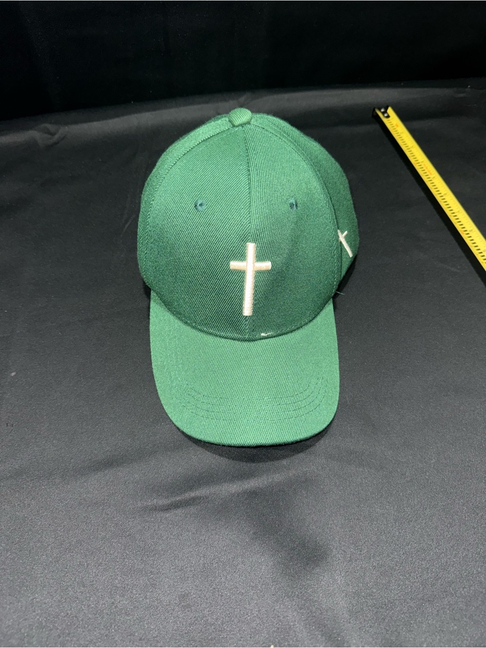Embroidered Cross Green Baseball Cap